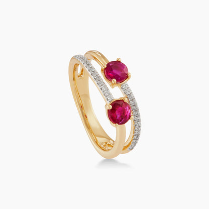 Oval Red Ruby and Diamond Ring in 375/9K Yellow Gold 274770326