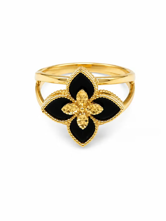 Cincin al hambra black stone keemasan