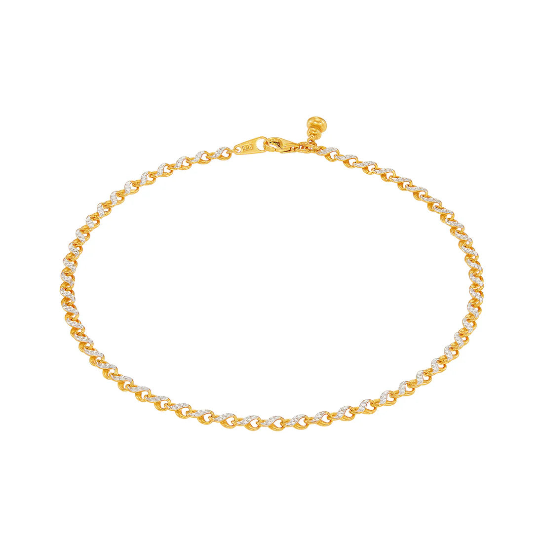 916/22K Yellow and White Gold Anklet 6900003YWS
