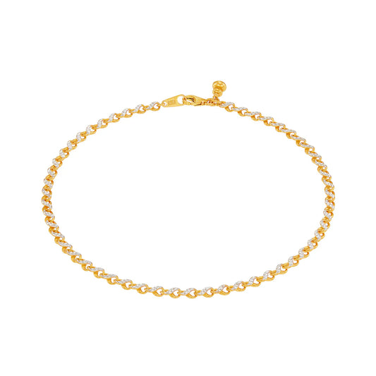 916/22K Yellow and White Gold Anklet 6900003YWS
