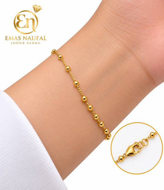 Rantai tangan manik full gold