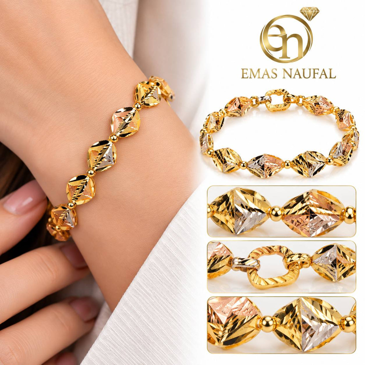 Rantai tangan 3 warna acuan cantik